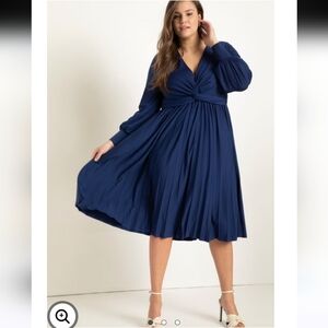 Eloquii Knot Front Pleated Skirt Dress